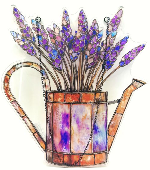 Lavender in Watering Can Sun Hanging