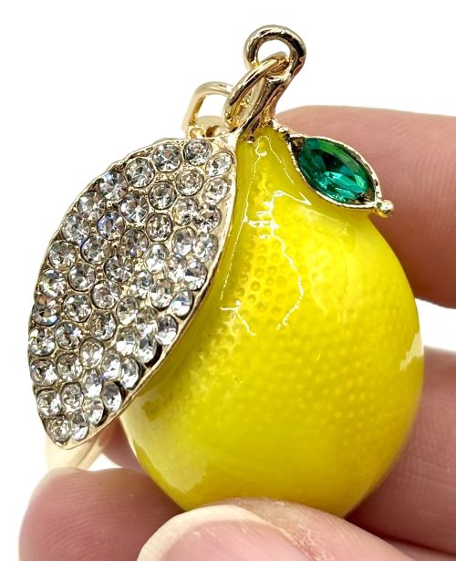 Rhinestone Lemon Bag Charm/Keychain