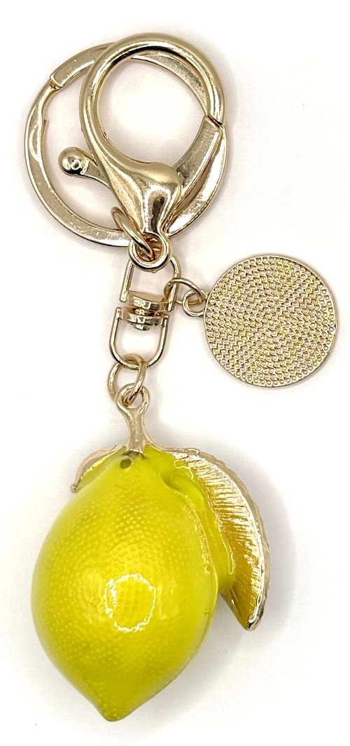 Rhinestone Lemon Bag Charm/Keychain