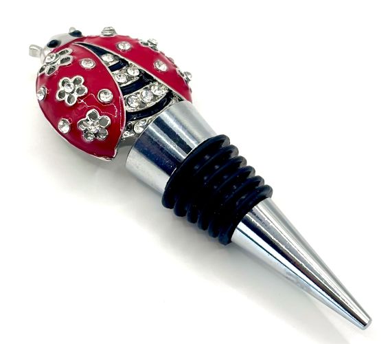 Rhinestone Ladybug Bottle Stopper