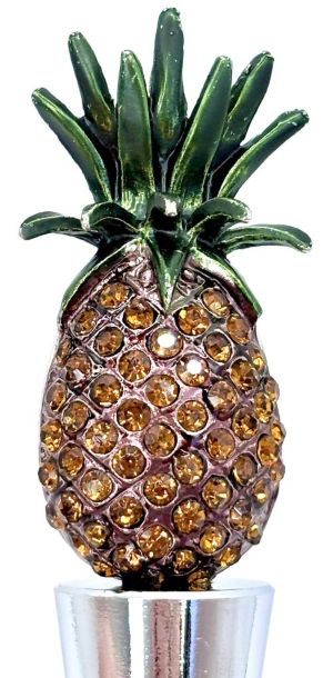 Amber Rhinestone Pineapple Bottle Stopper