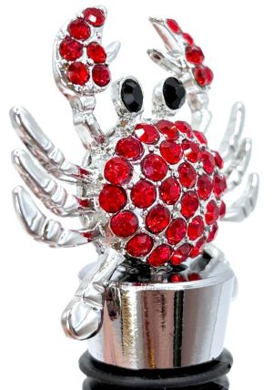 Red Rhinestone Crab Bottle Stopper