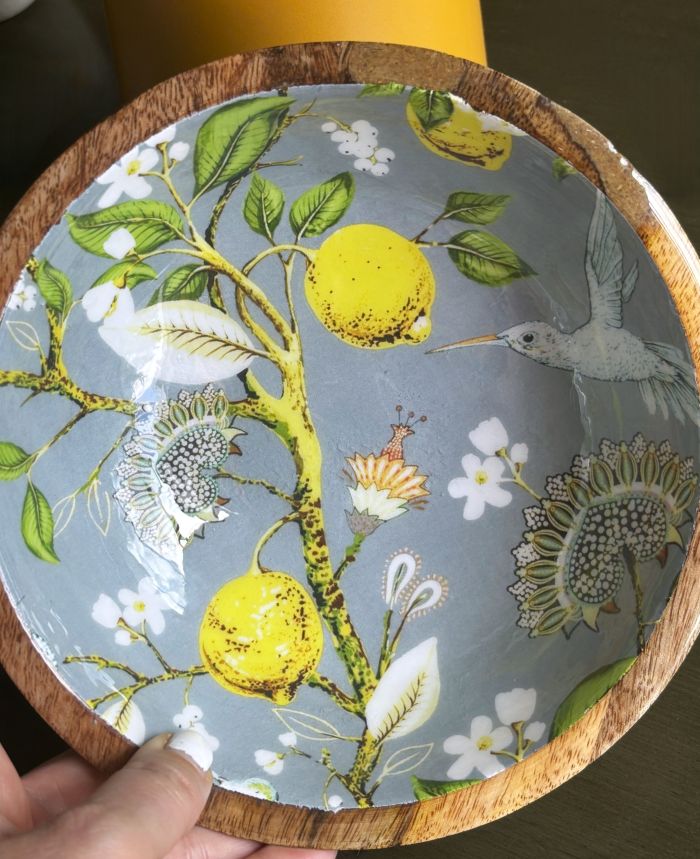 Artisanal Serving Bowl Set - Vintage-style Botanical Lemons