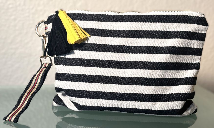 Striped Canvas Clutch/Wristlet Bag