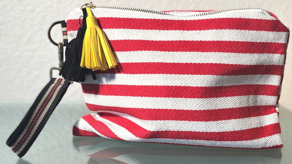 Striped Canvas Clutch/Wristlet Bag
