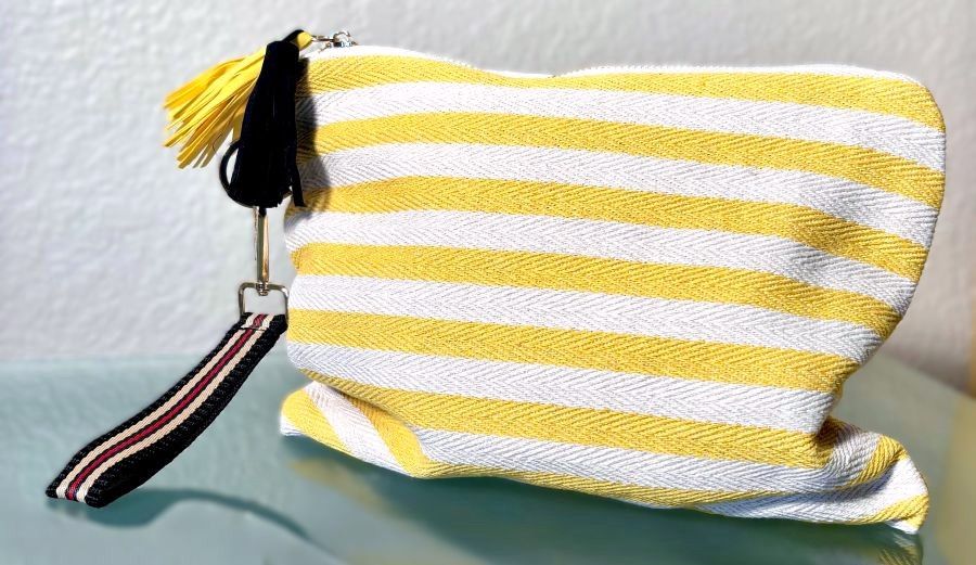 Striped Canvas Clutch/Wristlet Bag
