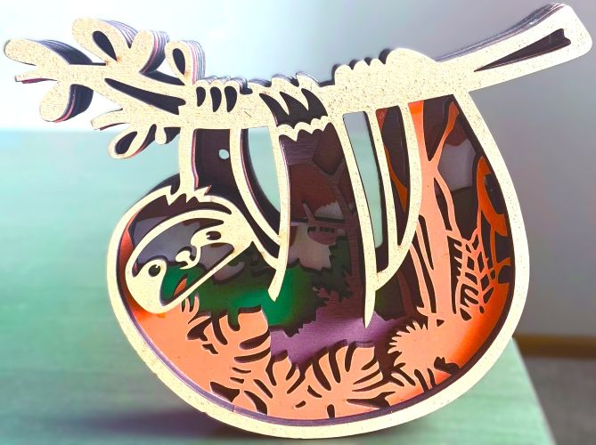 Hanging Sloth Wood Diorama