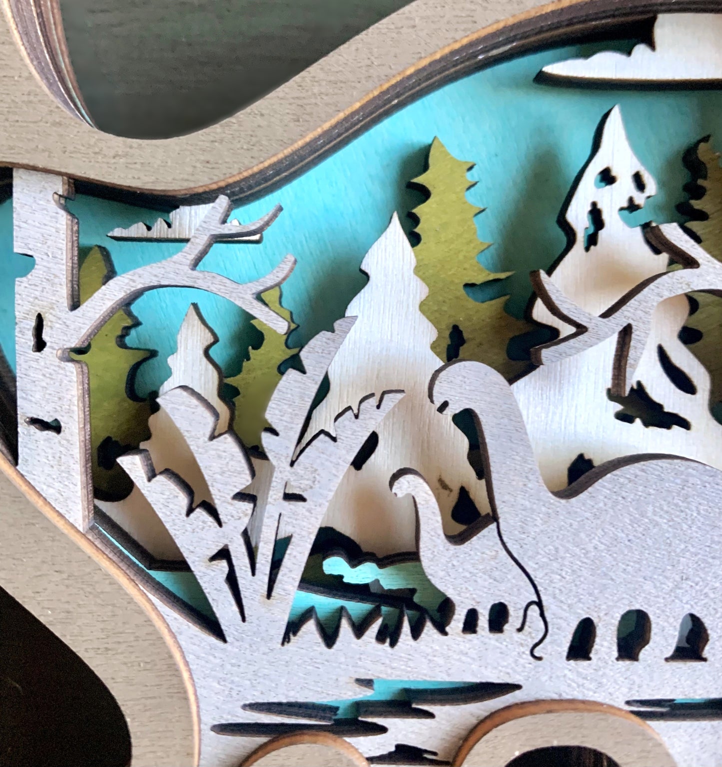 Brontosaurus Dinosaur Wood Diorama