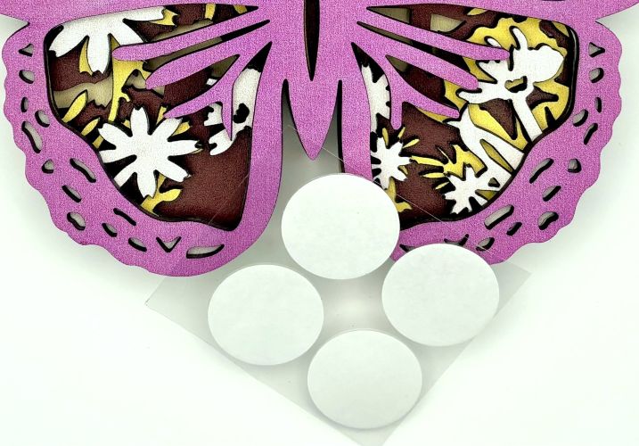 Purple Floral Butterfly Wood Diorama