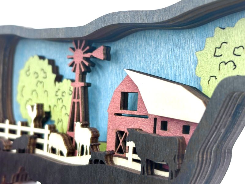 Farmhouse Cow Wood Diorama