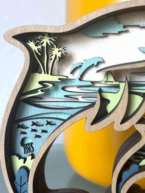 Double Dolphin Wood Diorama