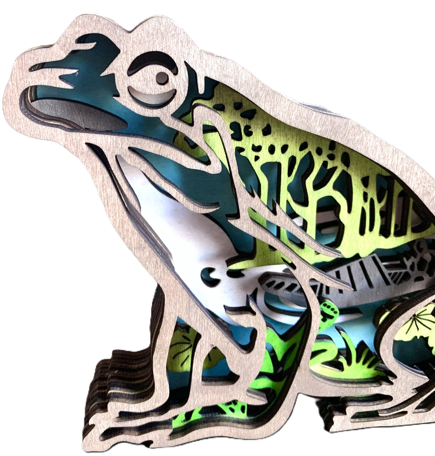 Wetlands Frog Wood Diorama
