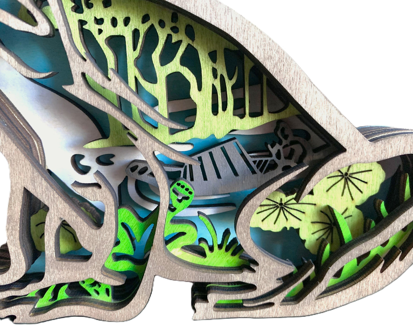 Wetlands Frog Wood Diorama