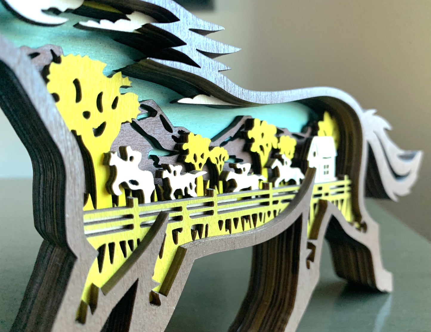 Running Horse Wood Diorama