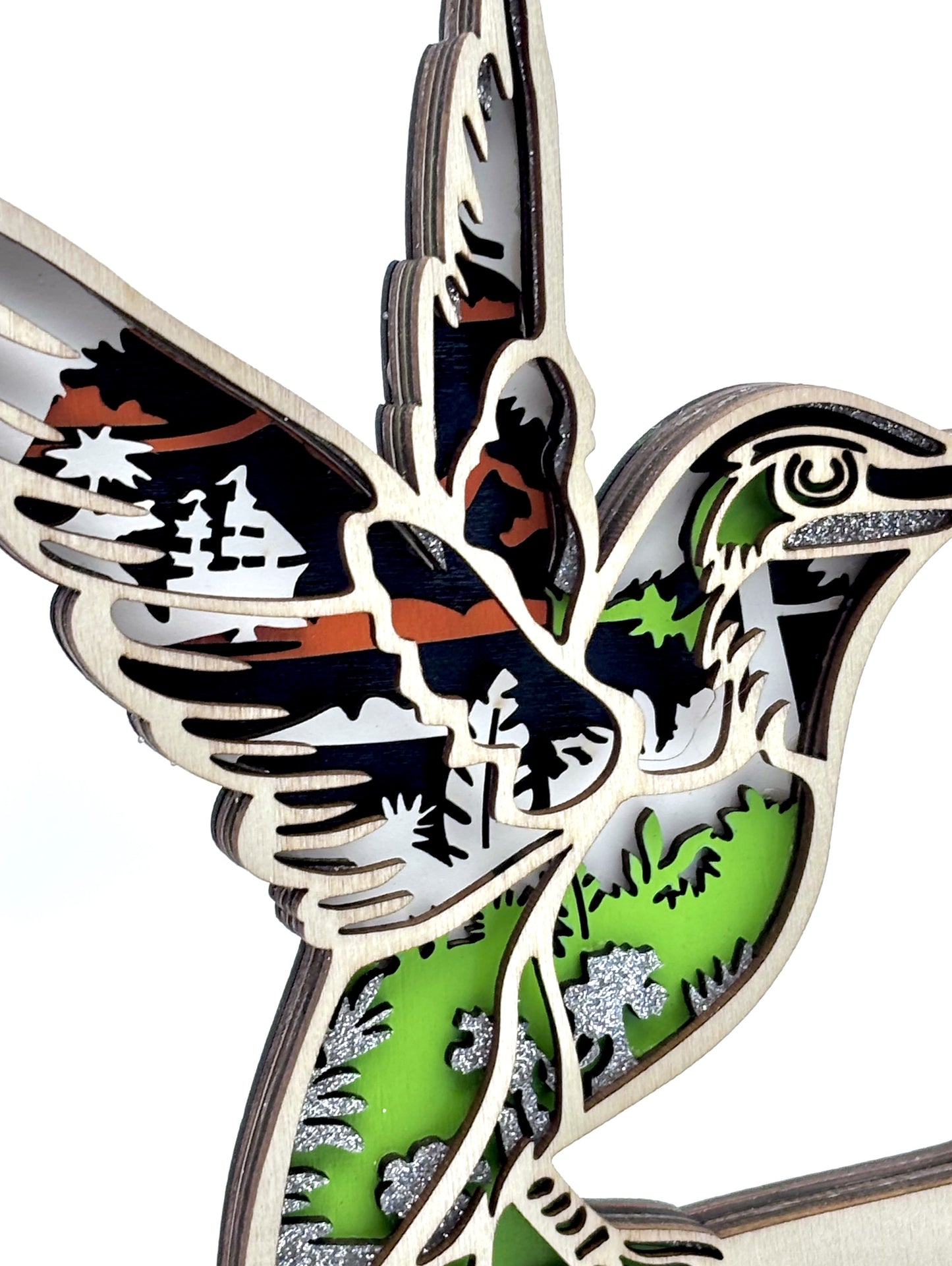 Tropical Hummingbird Wood Diorama