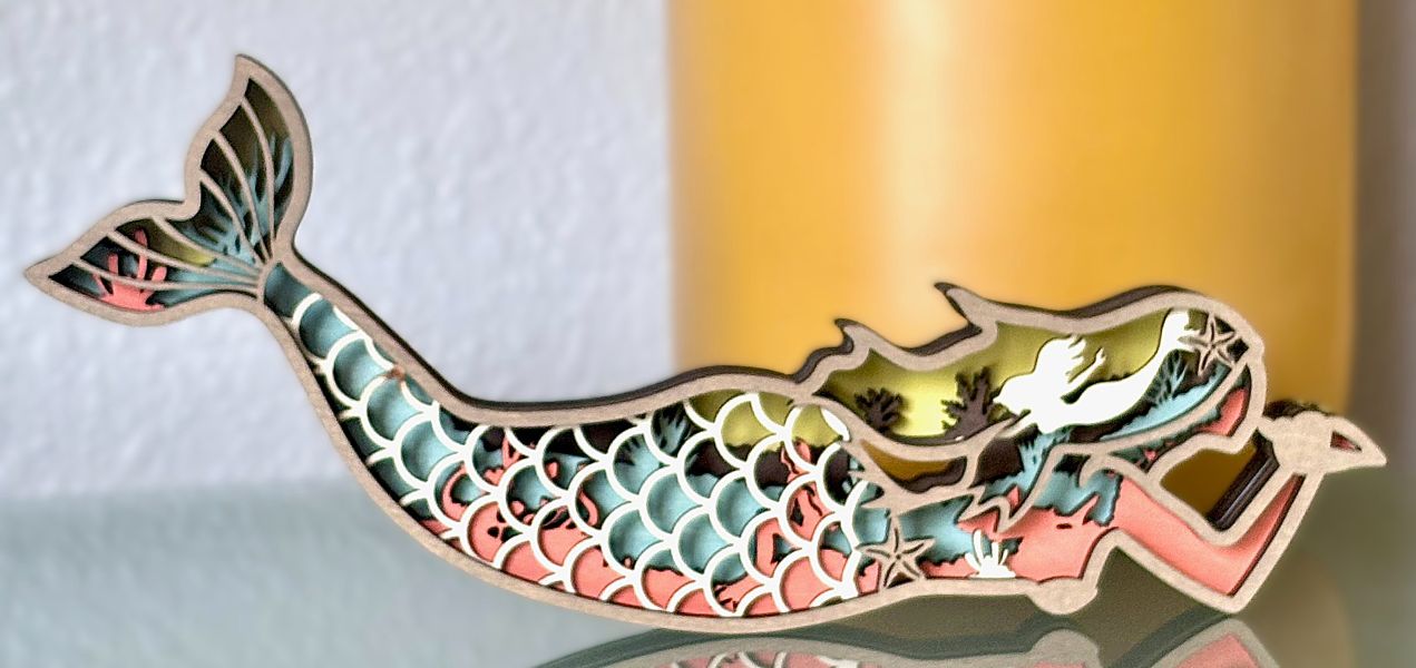 Magical Mermaid Wood Diorama