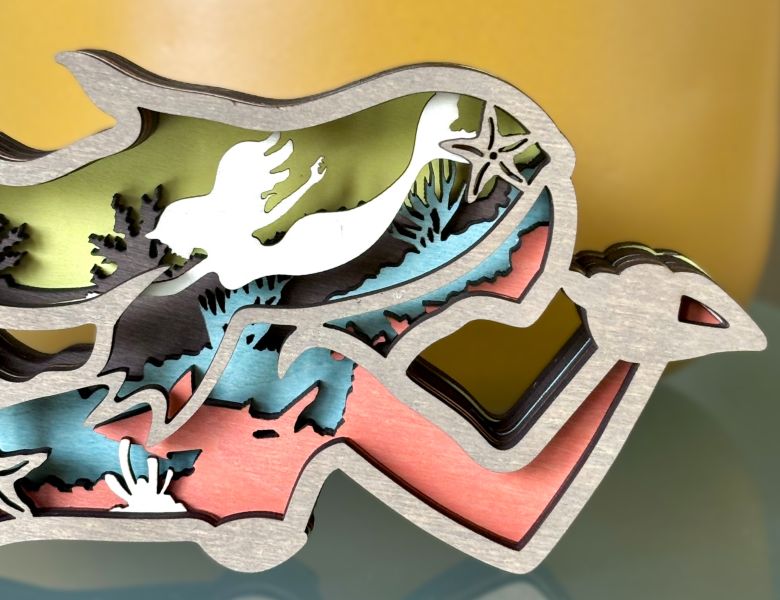 Magical Mermaid Wood Diorama
