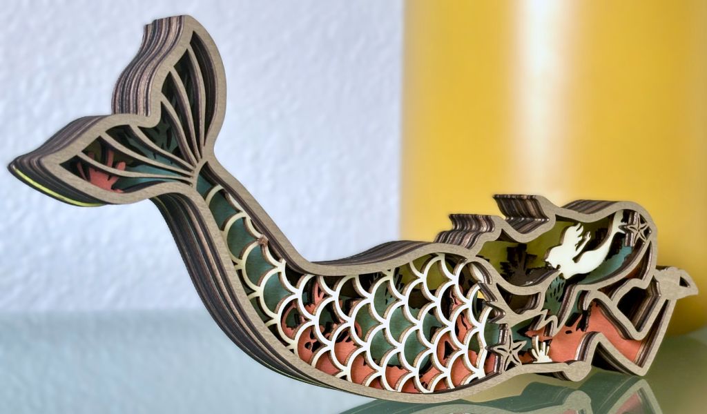 Magical Mermaid Wood Diorama