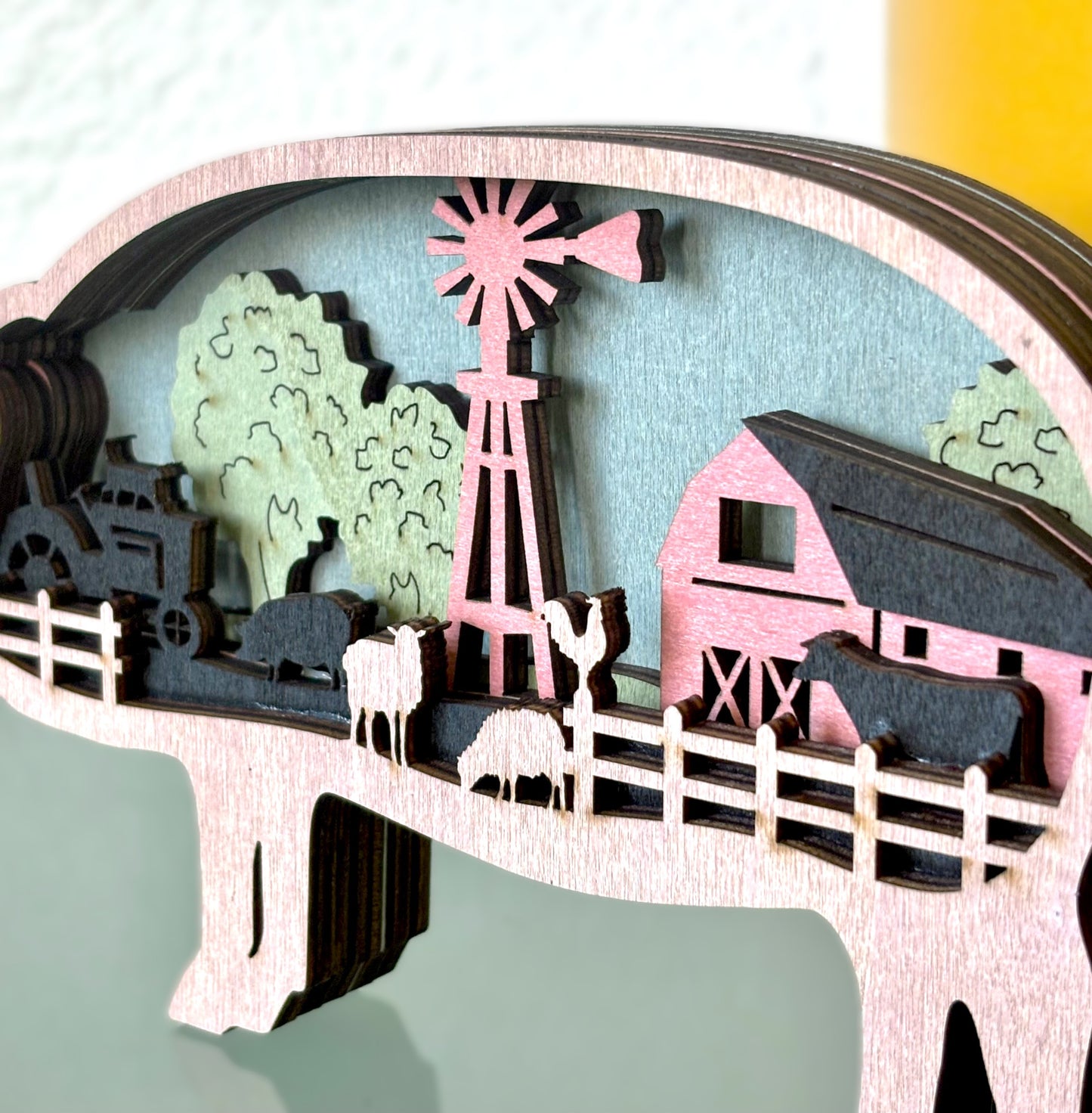 Farmhouse Pig Wood Diorama
