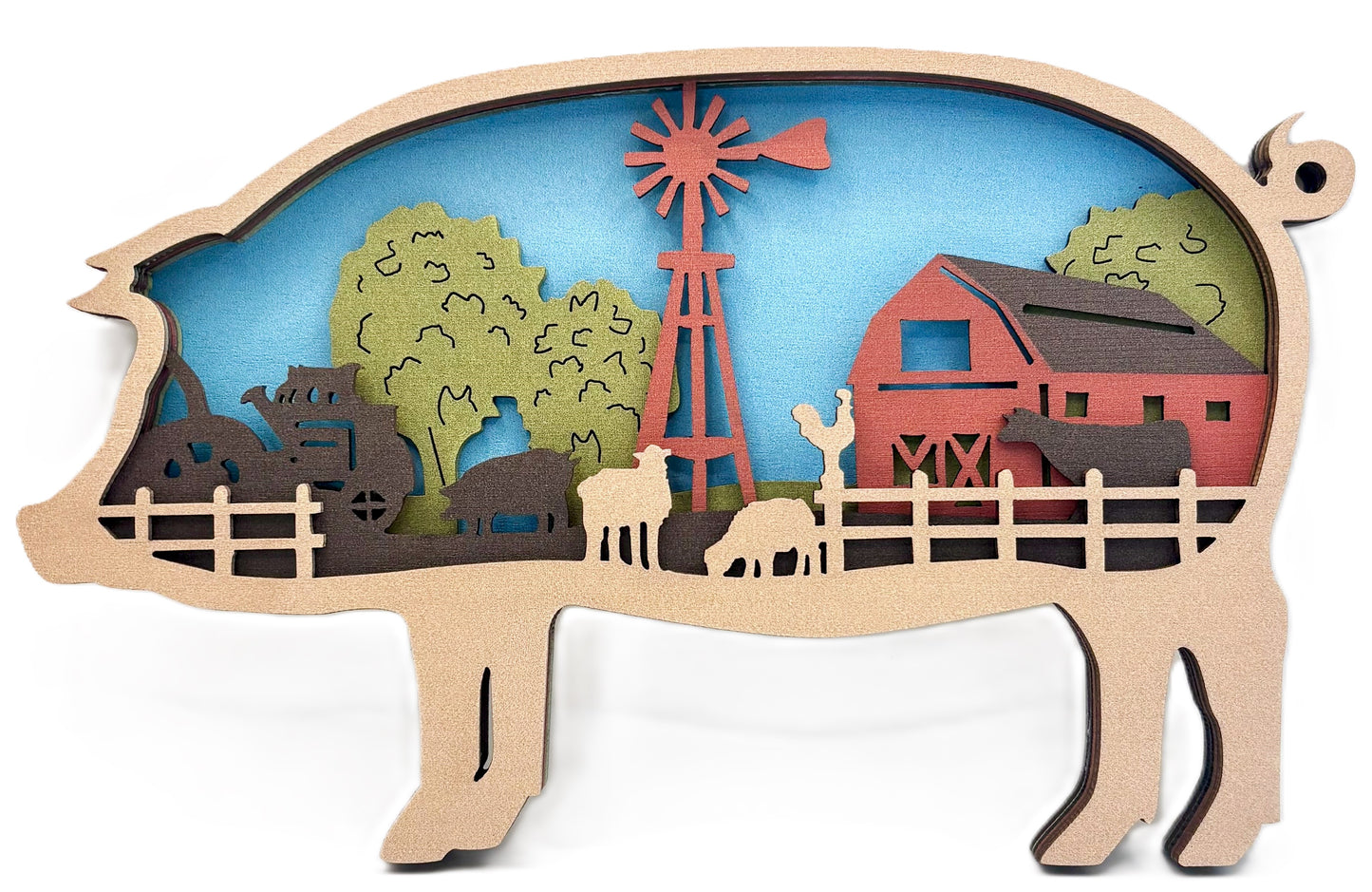 Farmhouse Pig Wood Diorama