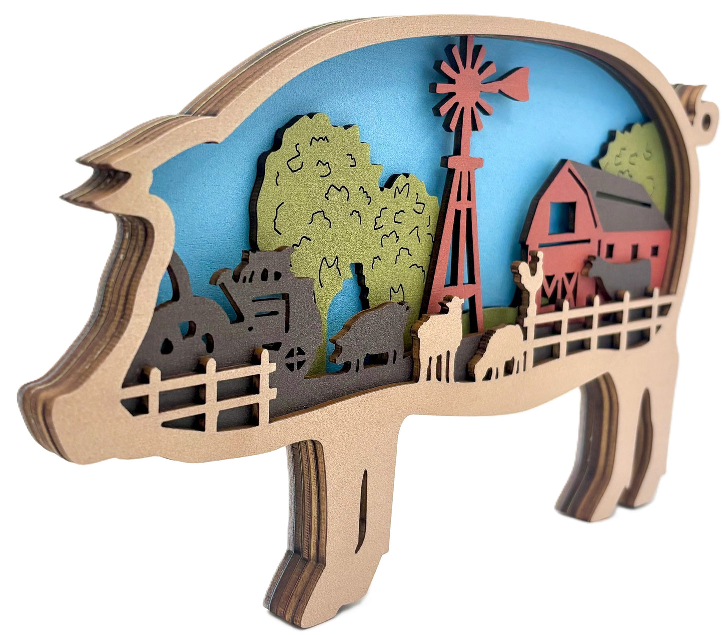 Farmhouse Pig Wood Diorama
