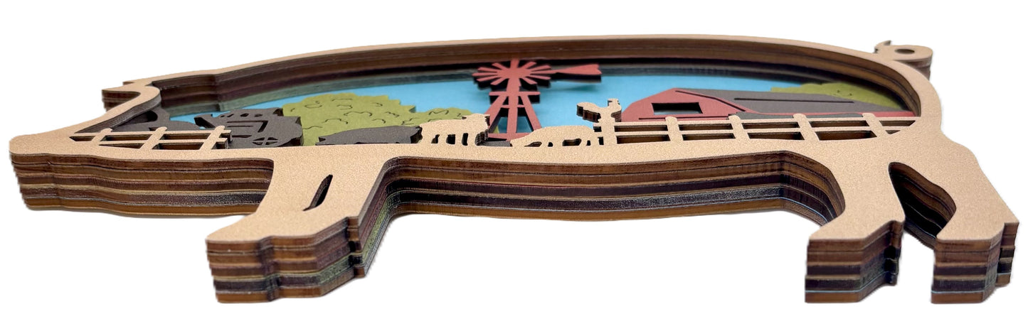 Farmhouse Pig Wood Diorama