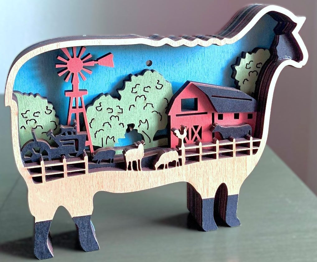 Farmhouse Sheep Wood Diorama