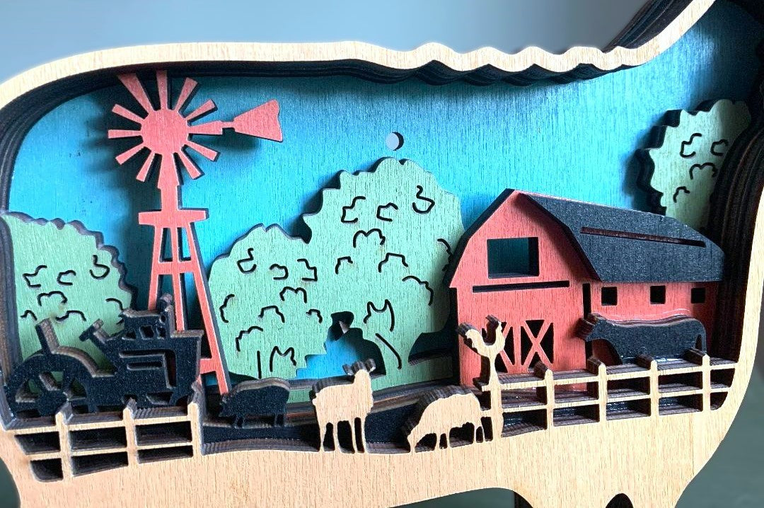 Farmhouse Sheep Wood Diorama