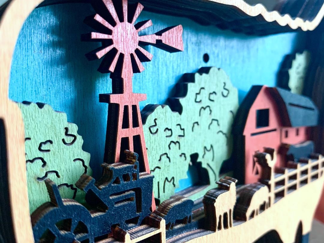 Farmhouse Sheep Wood Diorama
