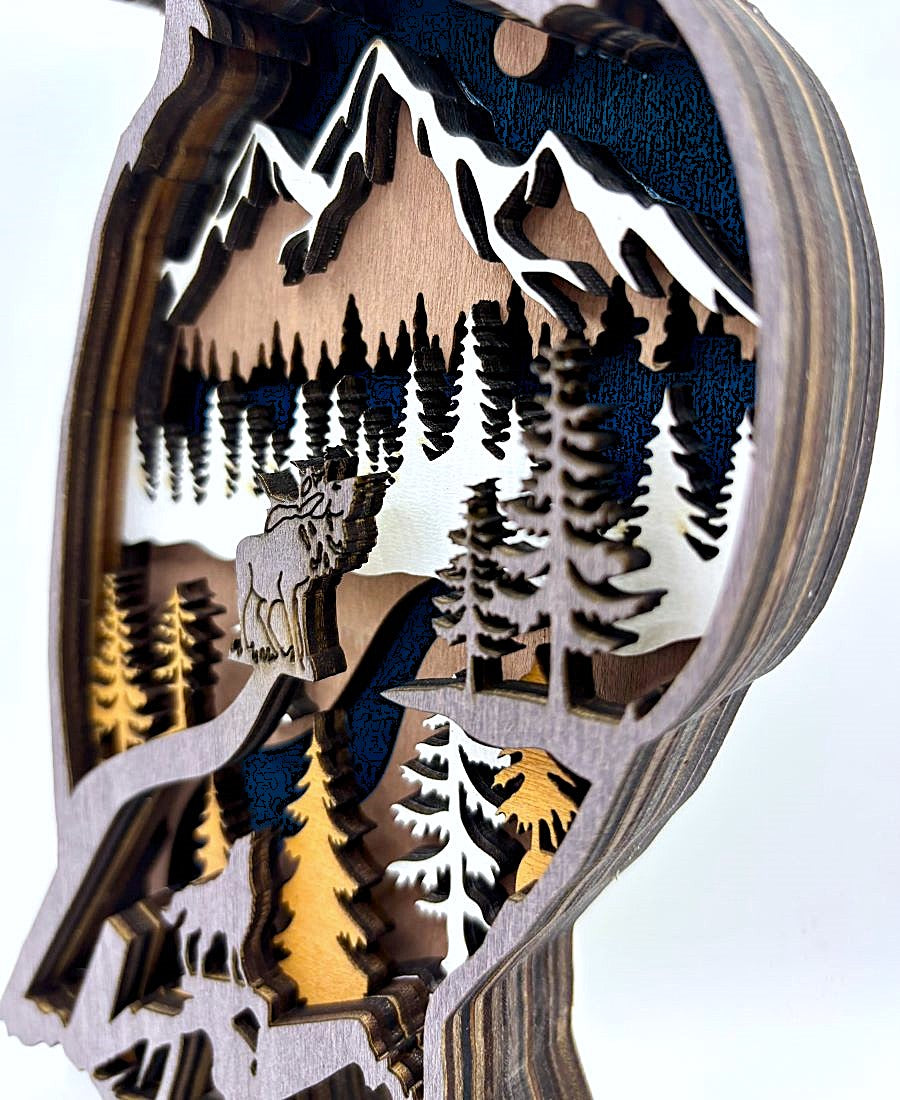 Standing Eagle Wood Diorama