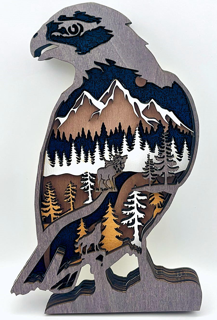 Standing Eagle Wood Diorama