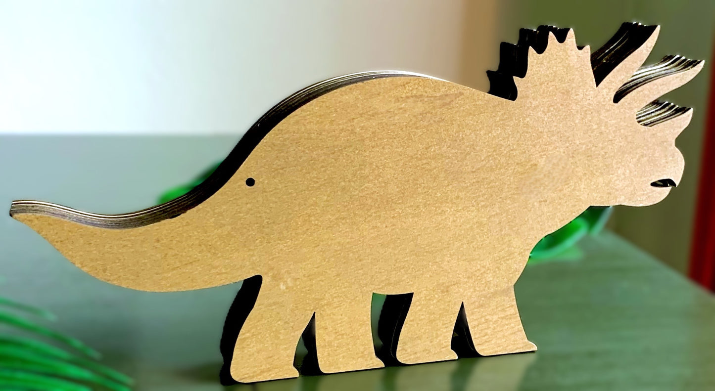 Triceratops Dinosaur Wood Diorama