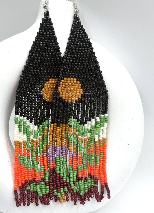 Stunning Botanical Hand Beaded Earrings