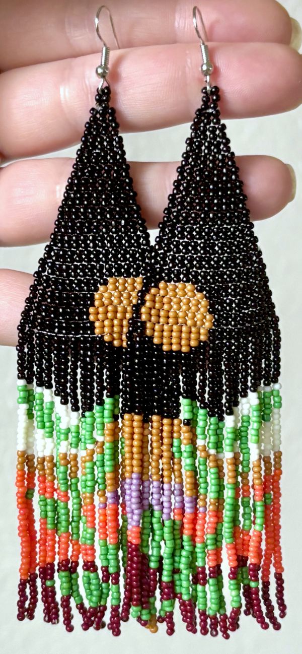 Stunning Botanical Hand Beaded Earrings