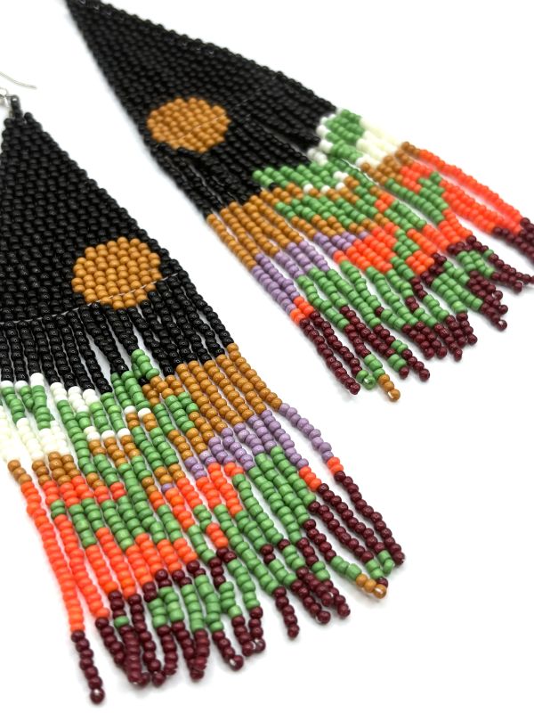Stunning Botanical Hand Beaded Earrings