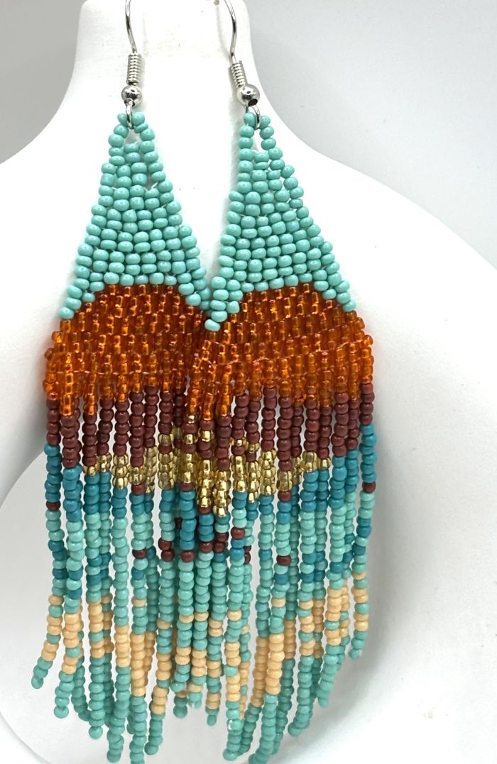 Sunset Over Water Hand Beaded Earrings
