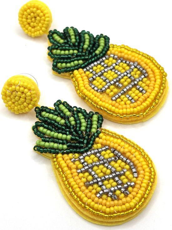 Hand Beaded Pineapple Earrings