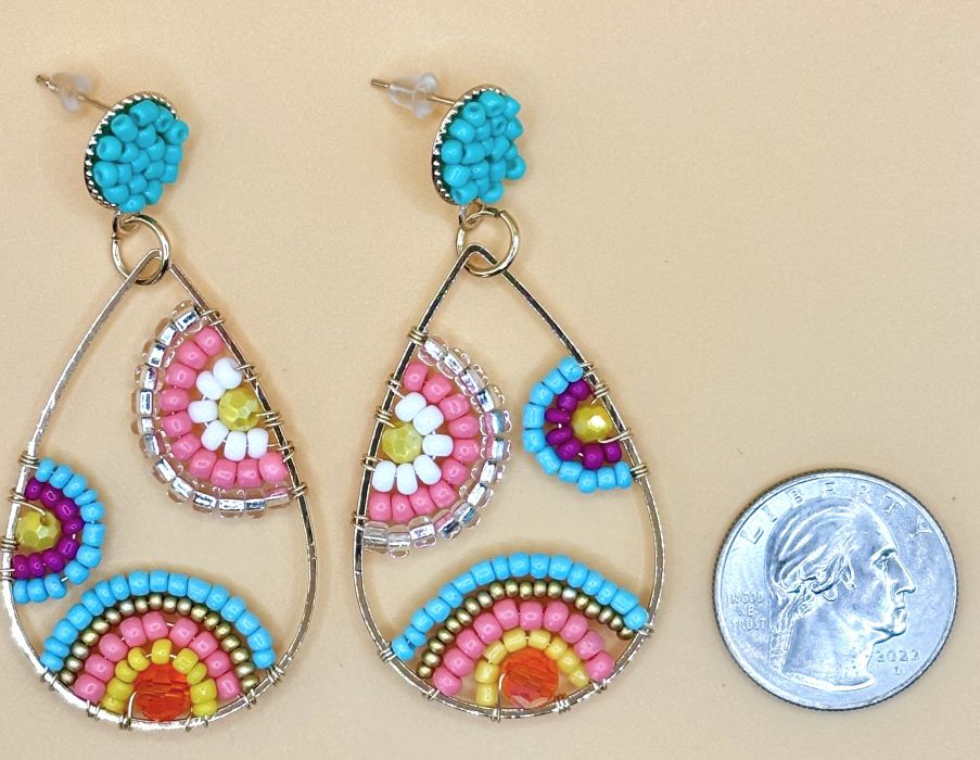 Colorful Beaded Teardrop Earrings