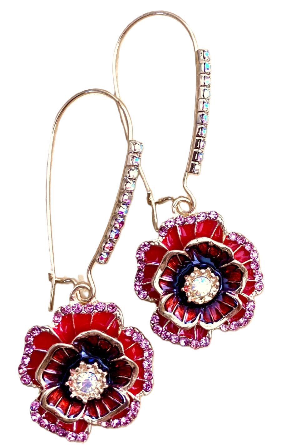 Crystal Red Poppy Earrings