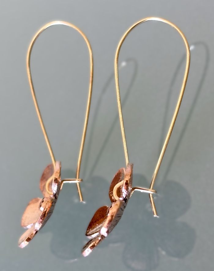 Copper Flower Drop Earrings