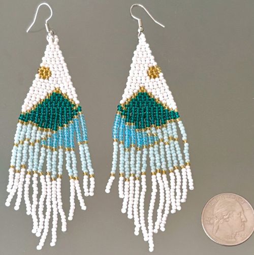 Blue Mountain Sun Hand Beaded Earrings