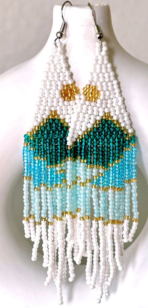 Blue Mountain Sun Hand Beaded Earrings