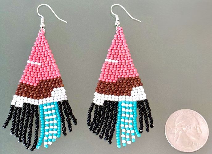 Contemporary Color Block Hand Beaded Earrings