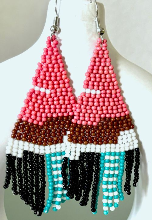 Contemporary Color Block Hand Beaded Earrings