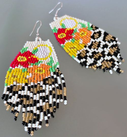 Floral Jungle Hand Beaded Earrings