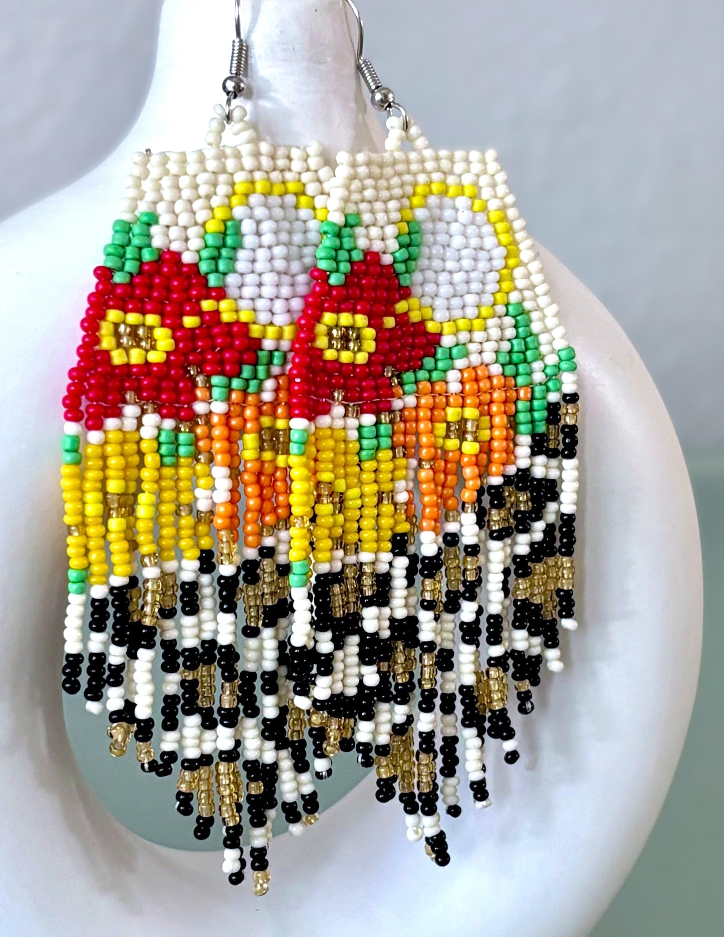 Floral Jungle Hand Beaded Earrings