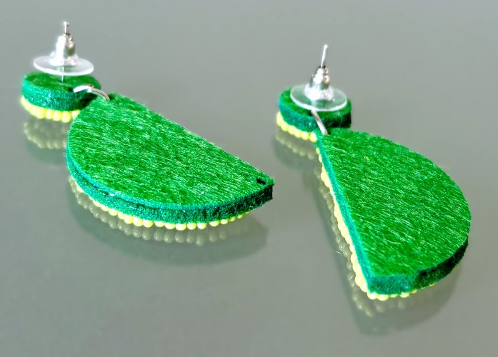 Hand Beaded Lime Slice Earrings
