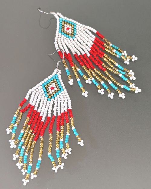 Southwestern Flair Diamond Hand Beaded Earrings