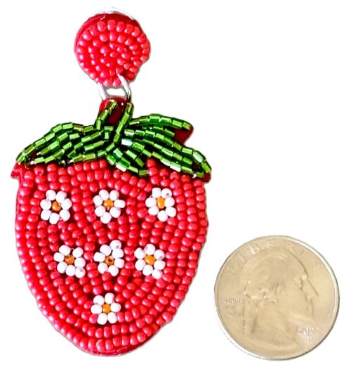 Hand Beaded Strawberry Earrings