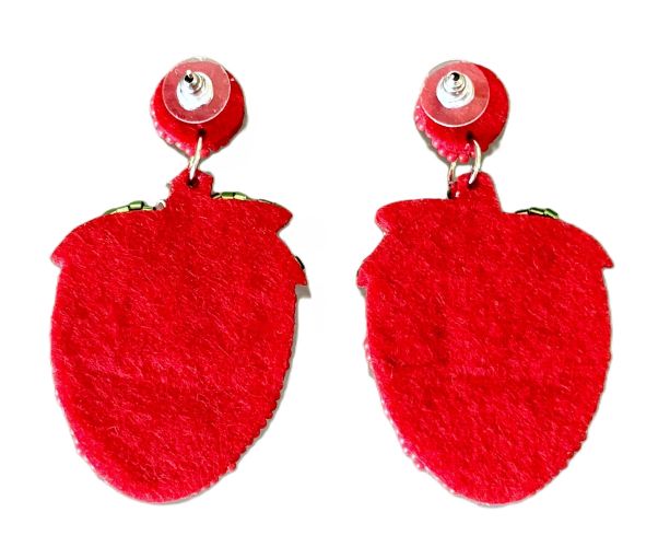 Hand Beaded Strawberry Earrings